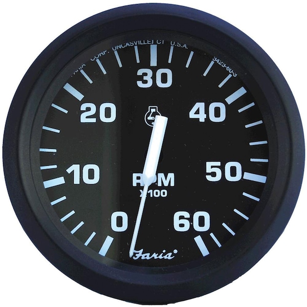 Faria Beede Instruments Faria 32804 Euro Tachometer (6000 RPM) - 4", Black 32804 - main